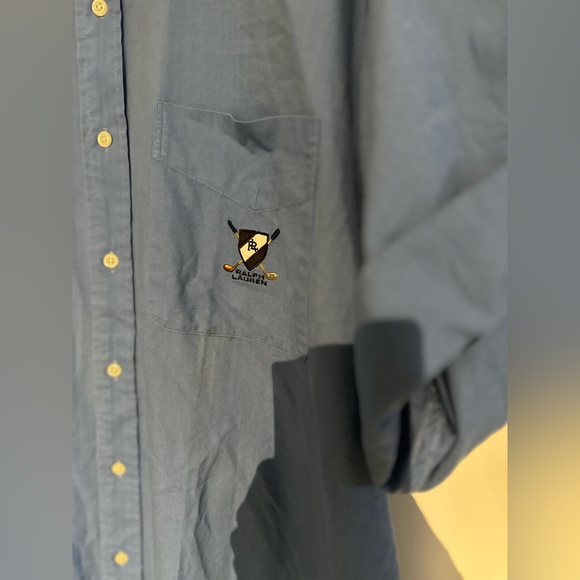 VINTAGE Ralph Lauren Tilden Cotton short sleeve embroidered logo shirt blue - Picture 5 of 16